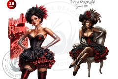 French Cancan cabaret Girl Clipart set, Burlesque woman Product Image 7