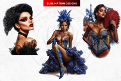 French Cancan cabaret Girl Clipart set, Burlesque woman Product Image 8