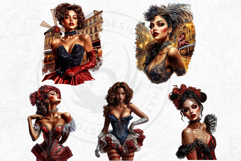 French Cancan cabaret Girl Clipart set, Burlesque woman Product Image 9