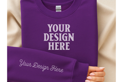 Gildan 18000 Purple Sleeve Mockup Product Image 1
