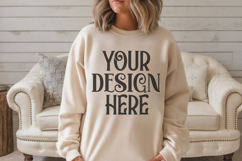 Gildan 18000 Sand Sweatshirt mockup Product Image 1