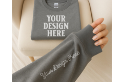 Gildan 18000 Heather Sleeve Sweatshirt Mockup Product Image 1