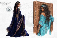 Moroccan Women in Caftan Clipart Set, Oriental arabic girl Product Image 5
