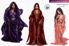 Moroccan Women in Caftan Clipart Set, Oriental arabic girl Product Image 7