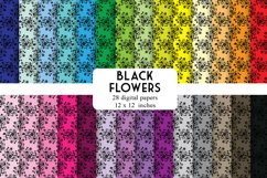 Black Floral Digital Paper Pack - 28 Colors Product Image 1
