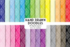 Hand Drawn Doodle Patterns Digital Paper Pack - 28 Colors Product Image 1