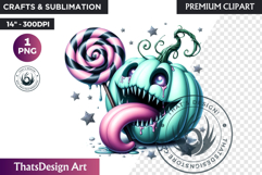 Pastel Goth Halloween Pumpkin PNG, kawaii pink halloween Product Image 1