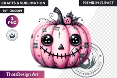 Pastel Goth Halloween Pumpkin PNG, kawaii pink halloween Product Image 1