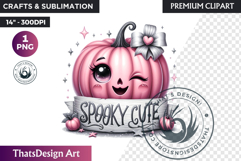 Pastel Goth Halloween Pumpkin PNG, kawaii pink halloween Product Image 1