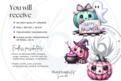 Pink Pastel Goth Halloween Ghost PNG Set, Cute Spooky Kawaii Product Image 2