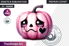 Pastel Goth Halloween Pumpkin PNG, kawaii pink halloween Product Image 1