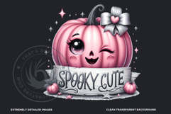 Pink Pastel Goth Halloween Ghost PNG Set, Cute Spooky Kawaii Product Image 3