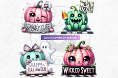 Pink Pastel Goth Halloween Ghost PNG Set, Cute Spooky Kawaii Product Image 4