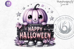 Pink Pastel Goth Halloween Ghost PNG Set, Cute Spooky Kawaii Product Image 7