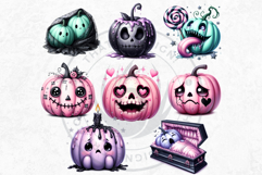 Pink Pastel Goth Halloween Ghost PNG Set, Cute Spooky Kawaii Product Image 8