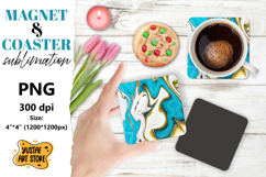 Abstract paint magnet/coaster sublimation. Fluid art Product Image 1