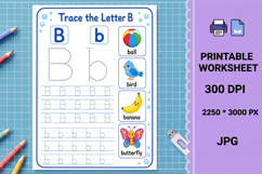 Letter b uppercase printable alphabet tracing worksheet Product Image 1