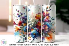 Summer Flowers Tumbler Wrap, Watercolour Flowers Tumbler Product Image 1