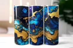 Indigo Blue Marble Texture Tumbler | Alcohol Ink Pattern Product Image 2