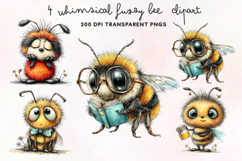 Whimsical Fuzzy Bee Clipart PNG Product Image 1