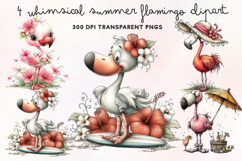 Whimsical Summer Flamingo Clipart PNG Product Image 1
