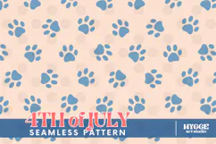 American 4th of July Cat Dog Paw Seamless Pattern PNG DTF Product Image 1
