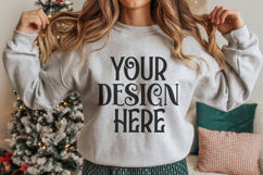 Christmas Gildan 18000 Sport Grey Crewneck Sweatshirt Mockup Product Image 1