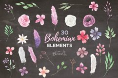Bohemian Floral Watercolor HUGE Package Wedding Clipart Product Image 2