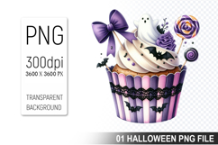 Cupcake With A Halloween Ghost, Halloween Clipart PNG File Product Image 1