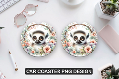 Panda Bear Car Coaster Sublimation| Animal Coaster PNG Product Image 1