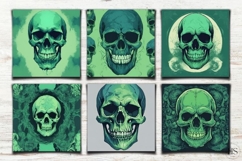 Green Halloween Creepy Skeleton Digital Paper, Evil Skeleton Product Image 2