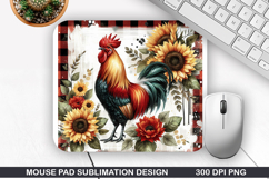Rooster Mouse Pad Sublimation, Animals Mouse Pad PNG Product Image 1