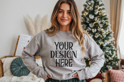 Christmas Gildan 18000 Sport Grey Crewneck Sweatshirt Mockup Product Image 1