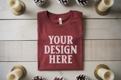 Christmas Bella Canvas 3001Red Folded Tshirt Mockup Product Image 1