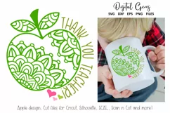 Thank you teacher, Apple SVG / EPS / DXF / PNG Files Product Image 1