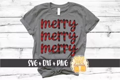 Merry Merry Merry - Buffalo Plaid Christmas SVG PNG DXF File Product Image 1