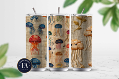 Embroidered Jute digital paper | Jellyfish pattern Product Image 2