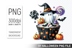 Cupcake With A Halloween Ghost, Halloween Clipart PNG File Product Image 1