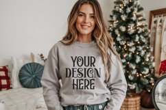 Christmas Gildan 18000 Sport Grey Crewneck Sweatshirt Mockup Product Image 1