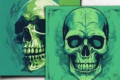 Green Halloween Creepy Skeleton Digital Paper, Evil Skeleton Product Image 3