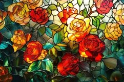 Stained Glass Roses Background Wallpaper Product Image 1