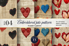 Embroidered Jute digital paper | heart pattern Product Image 1