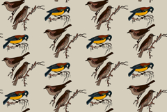 Botanical abstract seamless pattern with garden birds vector Product Image 1