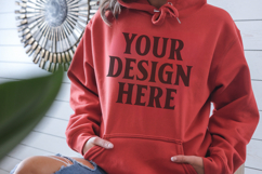 Red Gildan 18500 Hoodie Mockup, G18000 Hoodie Model mockup Product Image 1