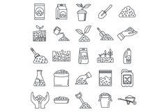 Soil ground icons set, outline style Product Image 1