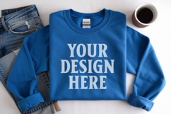 Indigo Blue Gildan 18000 Folded Flat Lay Mockups Product Image 1