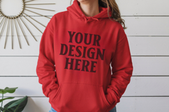 Red Gildan 18500 Hoodie Mockup, G18000 Hoodie Model mockup Product Image 1