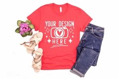 Bella Canvas 3001 Heather Red Mockup, Unisex Tshirt Mockup Product Image 1