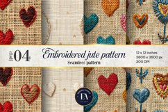 Embroidered Jute digital paper | heart pattern Product Image 1