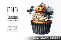 Cupcake With A Halloween Pumpkin, Halloween Clipart PNG File Product Image 1